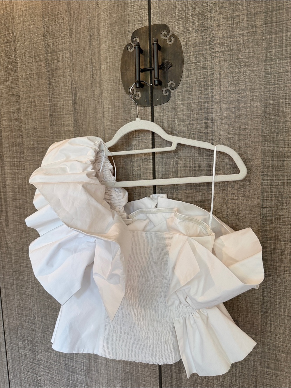 Zara White One-Shoulder Ruffle‎ Crop Top - Picture 9 of 17